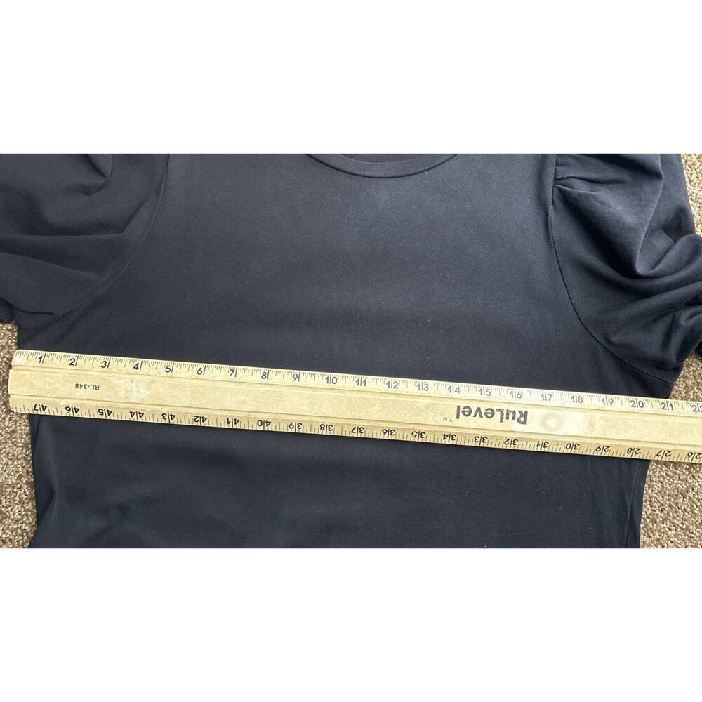 Pomander Place Black Puff Slv Cotton Shift Dress Lg Minimalist Quiet Luxury - Picture 7 of 8